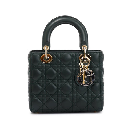 Christian Dior Green Cannage Lambskin Leather Small Lady Dior My Abcdior Bag Rovelle Bags