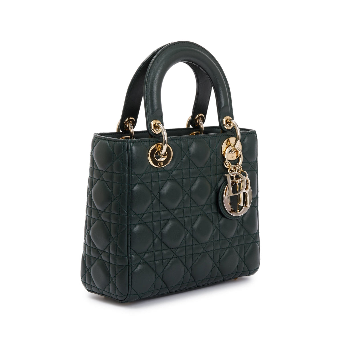 Christian Dior Green Cannage Lambskin Leather Small Lady Dior My Abcdior Bag Rovelle Bags