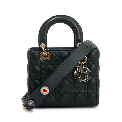 Christian Dior Green Cannage Lambskin Leather Small Lady Dior My Abcdior Bag Rovelle Bags