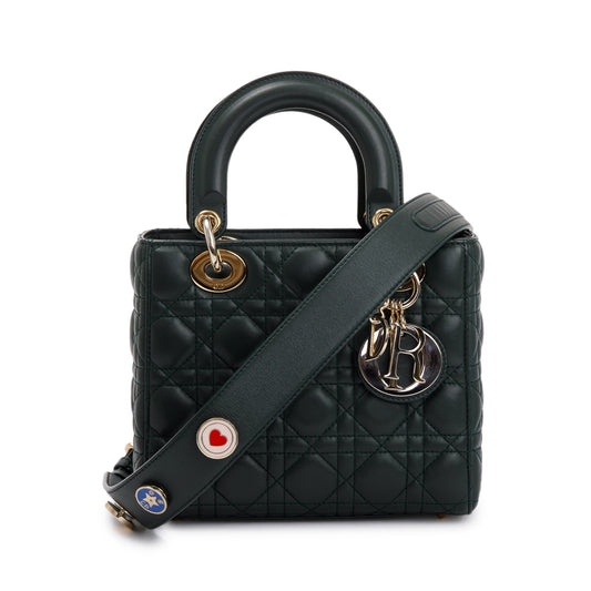 Christian Dior Green Cannage Lambskin Leather Small Lady Dior My Abcdior Bag Rovelle Bags