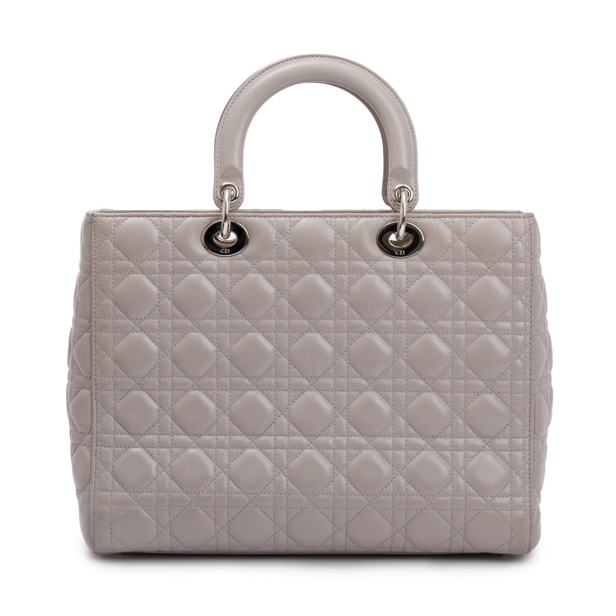 Christian Dior Grey Cannage Lambskin Leather Large Lady Dior Bag Rovelle Bags
