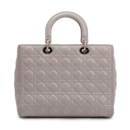 Christian Dior Grey Cannage Lambskin Leather Large Lady Dior Bag Rovelle Bags