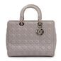 Christian Dior Grey Cannage Lambskin Leather Large Lady Dior Bag Rovelle Bags