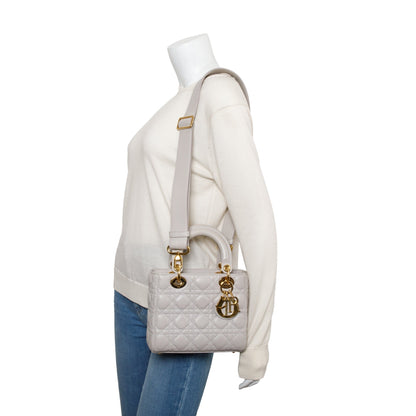 Christian Dior Grey Cannage Lambskin Leather Small Lady Dior Bag Rovelle Bags
