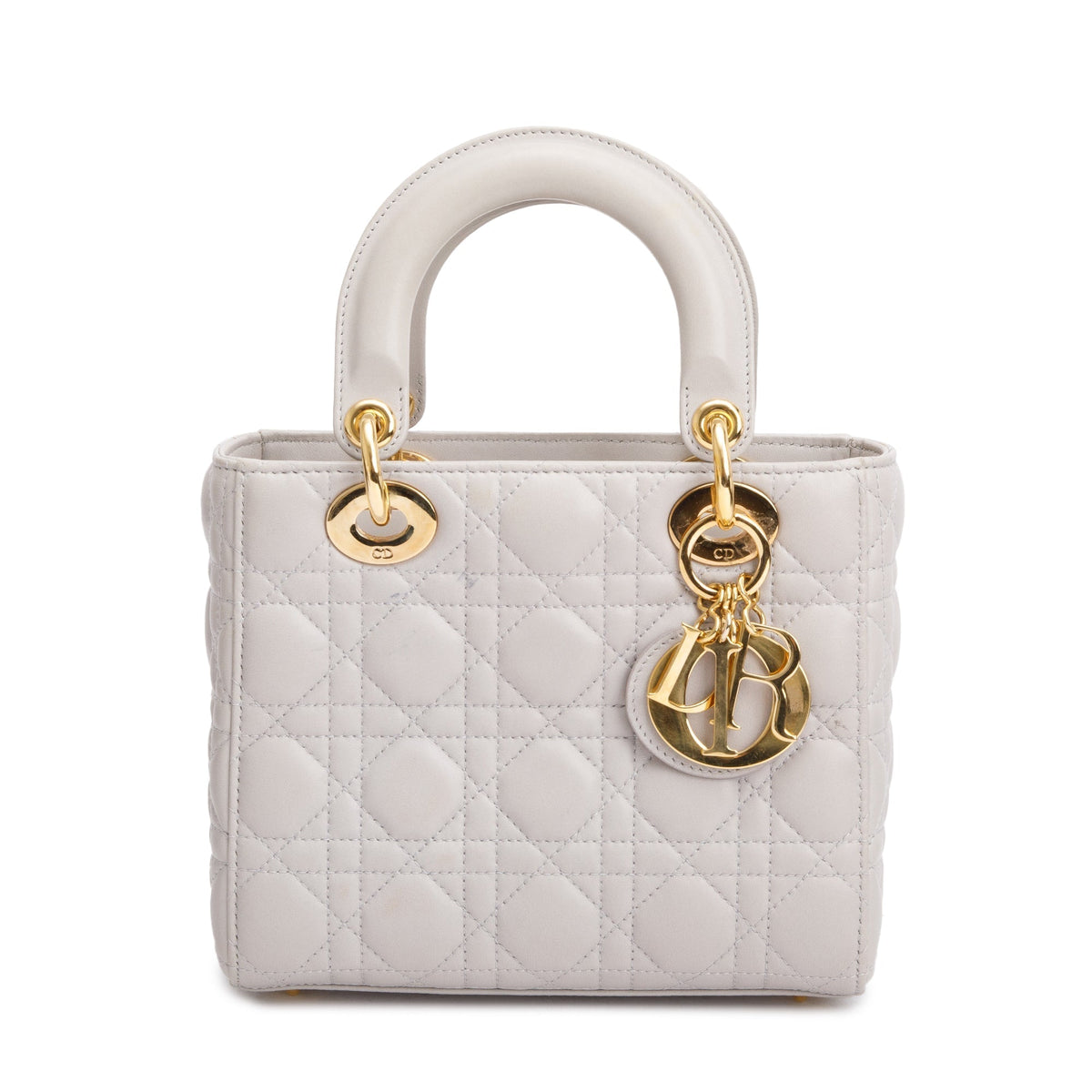 Christian Dior Grey Cannage Lambskin Leather Small Lady Dior Bag Rovelle Bags