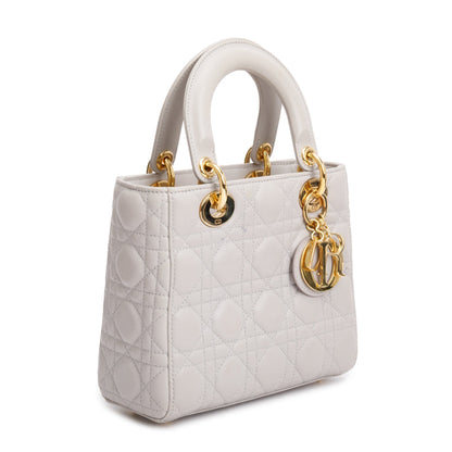 Christian Dior Grey Cannage Lambskin Leather Small Lady Dior Bag Rovelle Bags