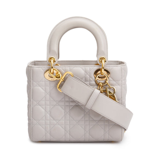 Christian Dior Grey Cannage Lambskin Leather Small Lady Dior Bag Rovelle Bags