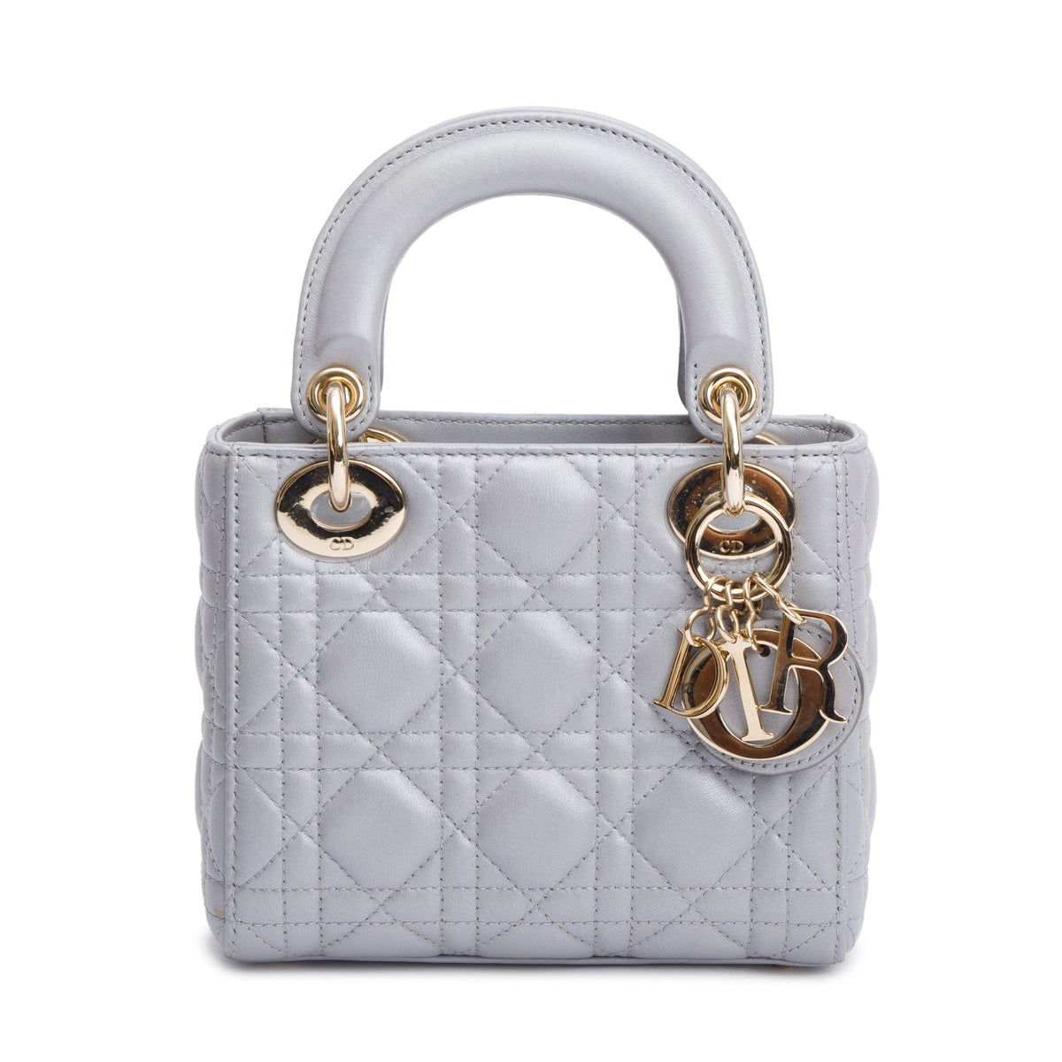 Christian Dior Grey Cannage Leather Mini Lady Dior Bag Rovelle Bags