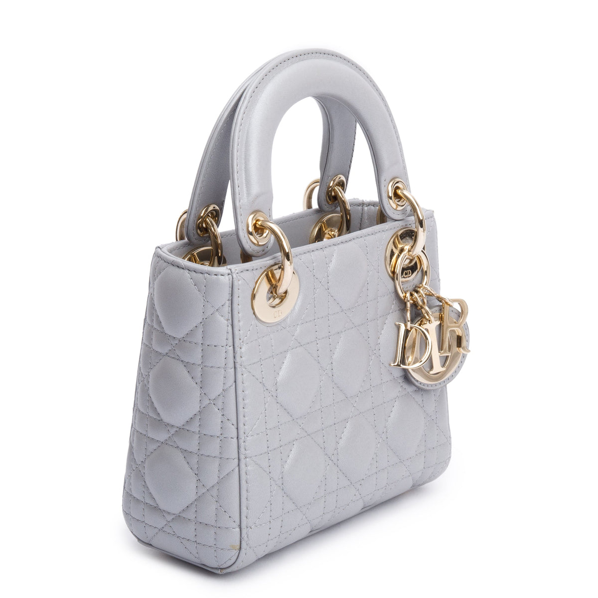 Christian Dior Grey Cannage Leather Mini Lady Dior Bag Rovelle Bags
