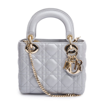 Christian Dior Grey Cannage Leather Mini Lady Dior Bag Rovelle Bags
