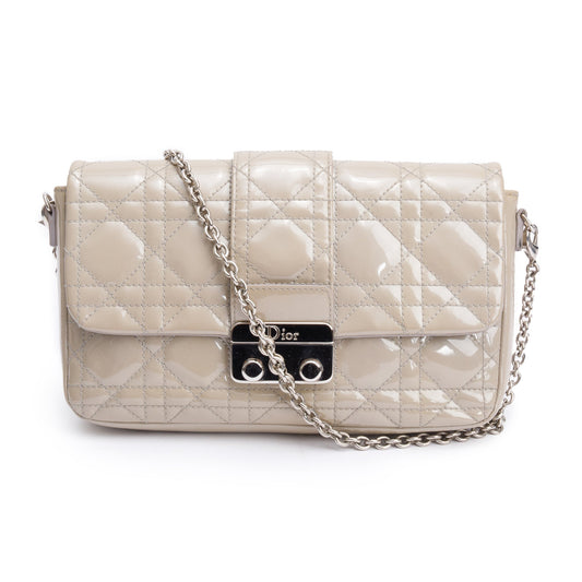 Christian Dior Grey Patent Cannage Miss Dior Promenade Pouch Rovelle Bags