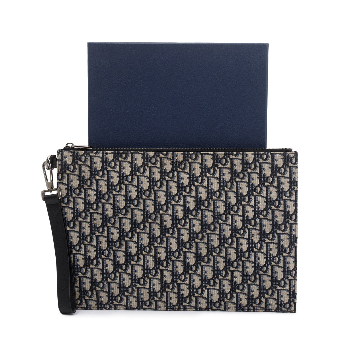 Christian Dior Homme 2020 Beige & Black Oblique Jacquard A4 Pouch Rovelle Bags