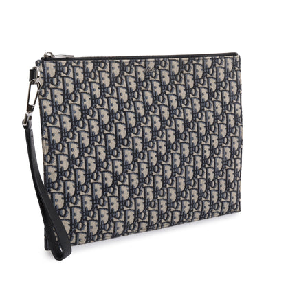 Christian Dior Homme 2020 Beige & Black Oblique Jacquard A4 Pouch Rovelle Bags