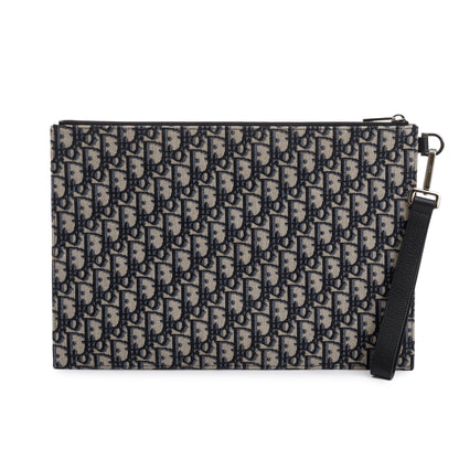 Christian Dior Homme 2020 Beige & Black Oblique Jacquard A4 Pouch Rovelle Bags