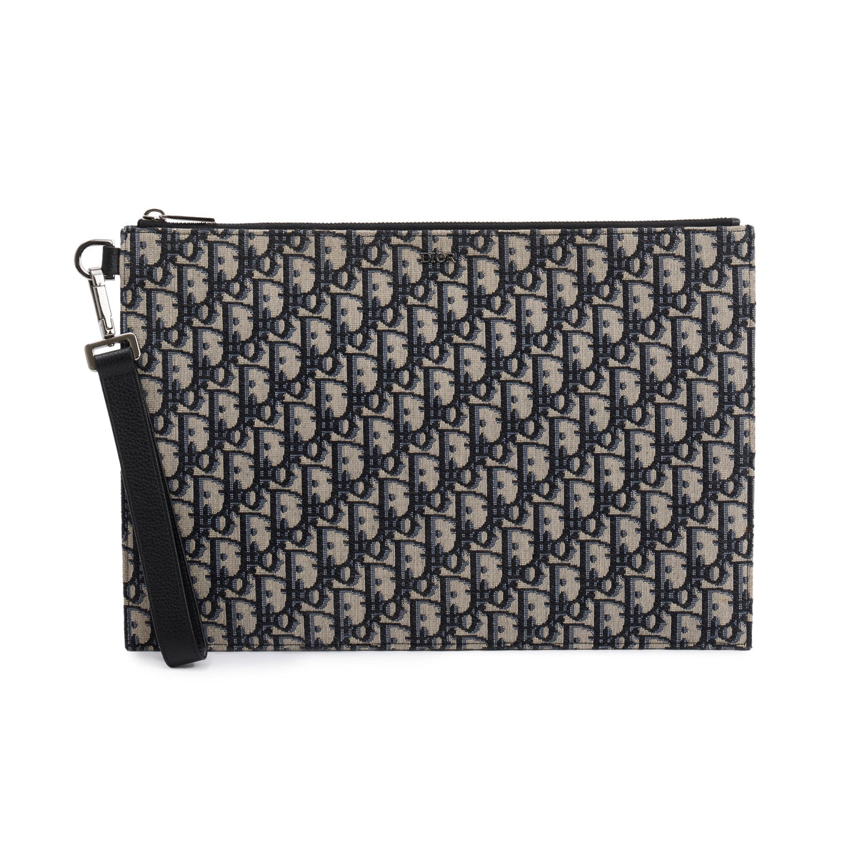 Christian Dior Homme 2020 Beige & Black Oblique Jacquard A4 Pouch Rovelle Bags