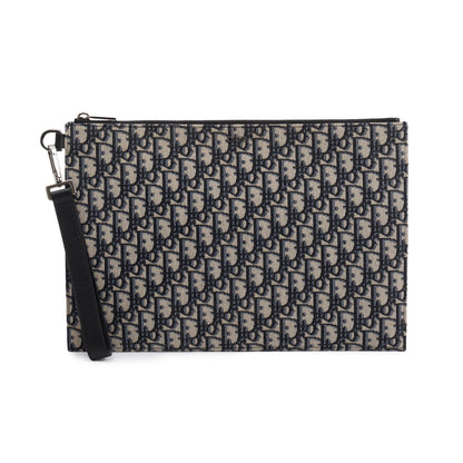 Christian Dior Homme 2020 Beige & Black Oblique Jacquard A4 Pouch Rovelle Bags