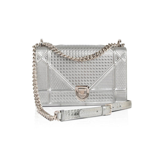 Christian Dior Large Metallic Microcannage Diorama Shoulder Bag Rovelle Bags
