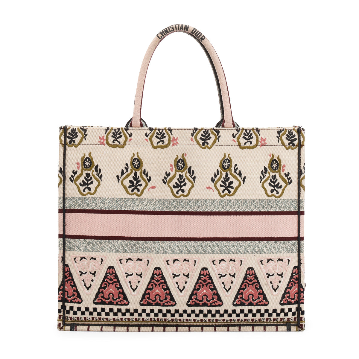 Christian Dior Large Multicolor Embroidered Geometric Canvas Book Tote Rovelle Bags