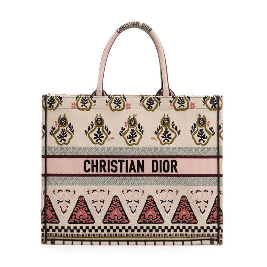 Christian Dior Large Multicolor Embroidered Geometric Canvas Book Tote Rovelle Bags