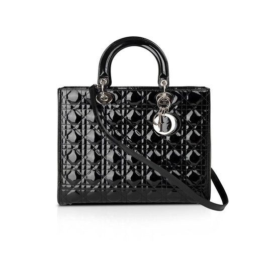 Christian Dior Large Patent Leather Lady Dior Bag Rovelle Bags