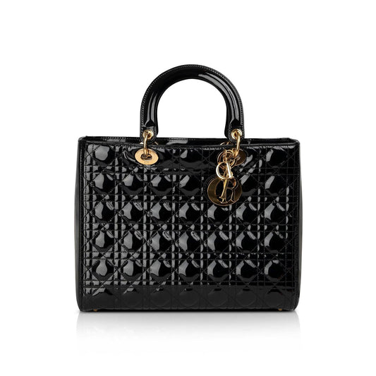 Christian Dior Large Patent Leather Lady Dior Bag Rovelle Bags