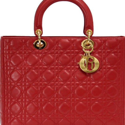 Christian Dior Large Red Leather Lady Dior Bag Rovelle Bags