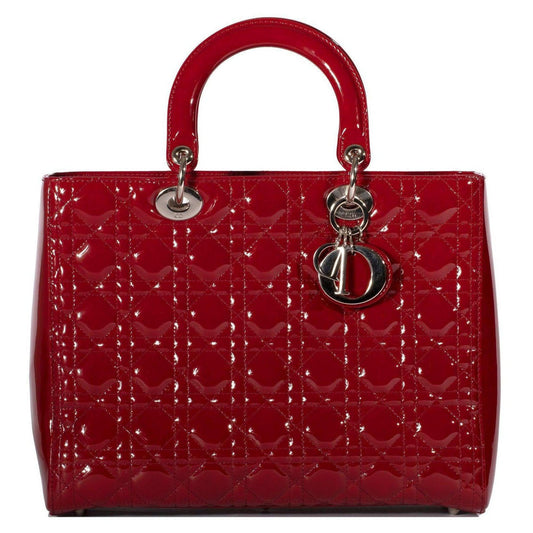 Christian Dior Large Red Leather Lady Dior Bag Rovelle Bags