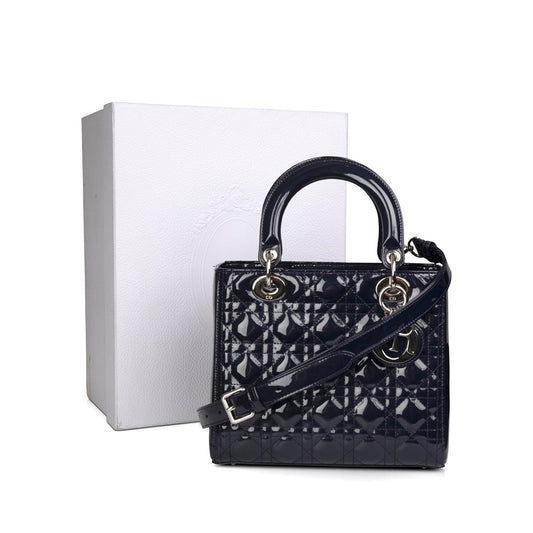 Christian Dior Medium Patent Leather Lady Dior Bag Rovelle Bags