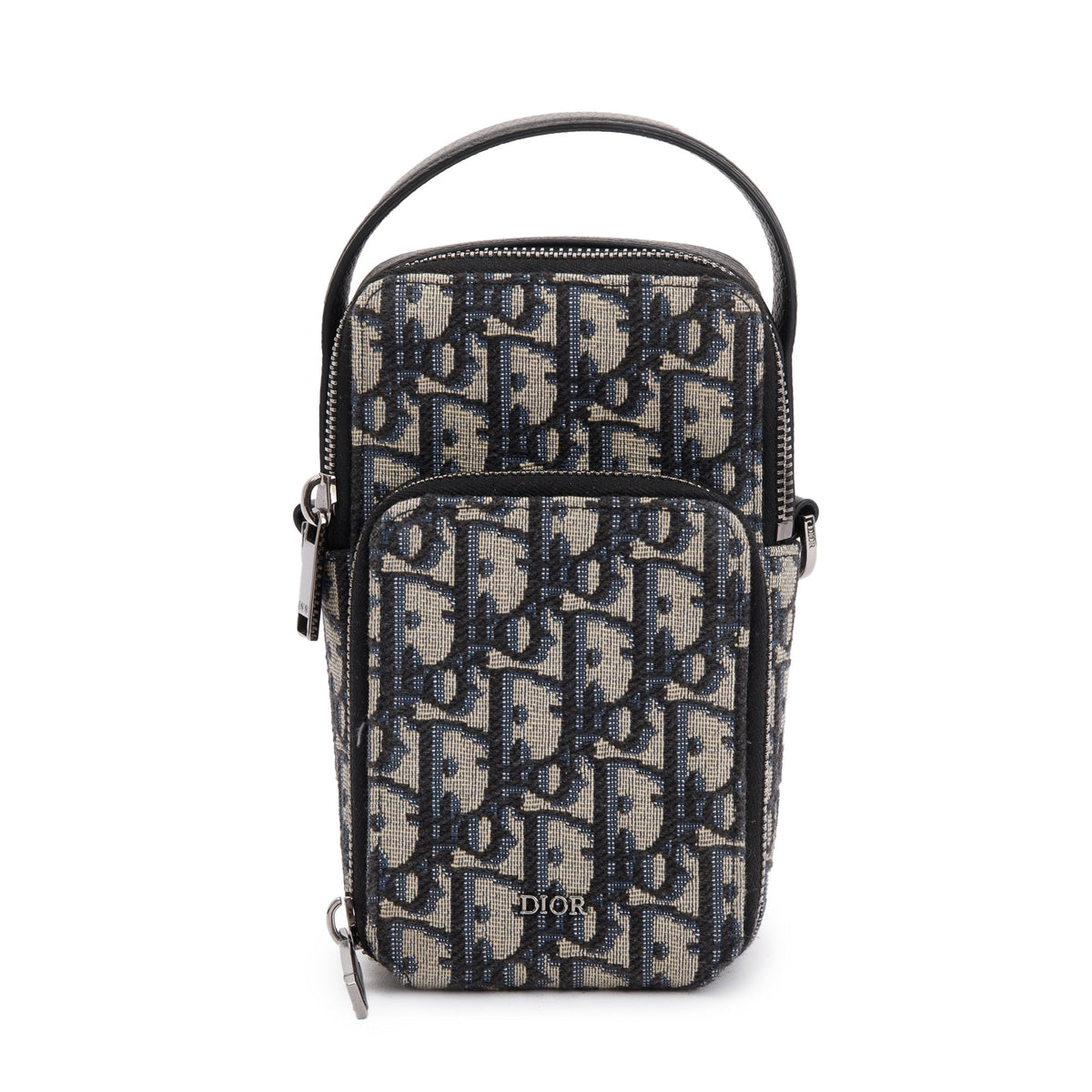 Christian Dior Men 2022 Beige & Black Oblique Jacquard Micro Rider Crossbody Pouch Rovelle Bags