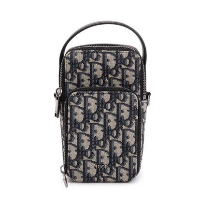 Christian Dior Men 2022 Beige & Black Oblique Jacquard Micro Rider Crossbody Pouch Rovelle Bags