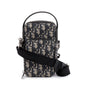 Christian Dior Men 2022 Beige & Black Oblique Jacquard Micro Rider Crossbody Pouch Rovelle Bags
