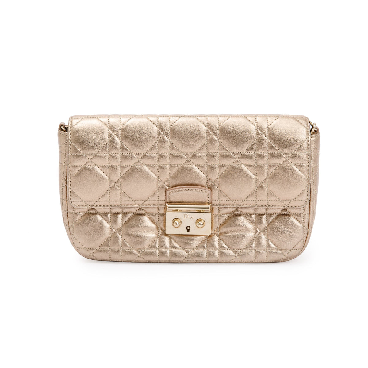 Christian Dior Metallic Gold Miss Dior Promenade Wallet on Chain Rovelle Bags