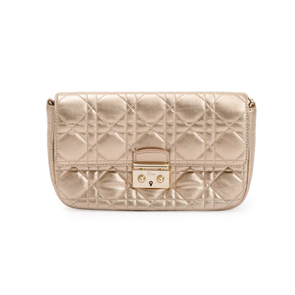 Christian Dior Metallic Gold Miss Dior Promenade Wallet on Chain Rovelle Bags