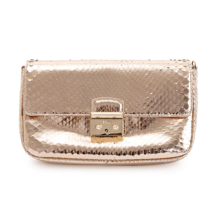 Christian Dior Metallic Gold Python Miss Dior Promenade Wallet on Chain Rovelle Bags