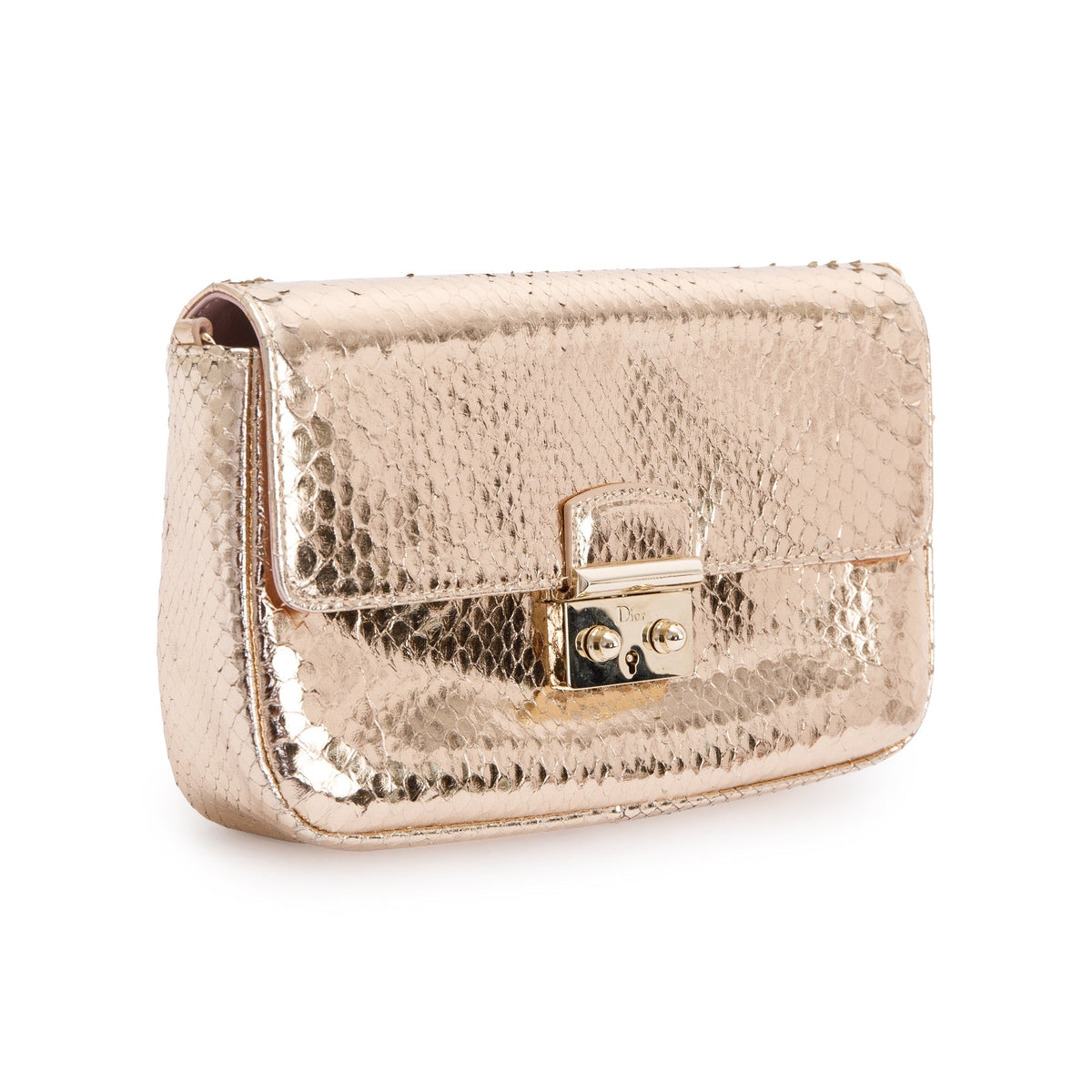 Christian Dior Metallic Gold Python Miss Dior Promenade Wallet on Chain Rovelle Bags