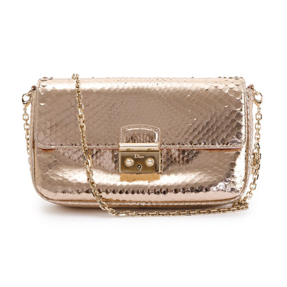 Christian Dior Metallic Gold Python Miss Dior Promenade Wallet on Chain Rovelle Bags