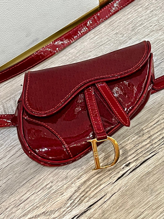 CHRISTIAN DIOR SADDLE PATENT LEATHER MONOGRAM BELT BAG Rovelle Bags