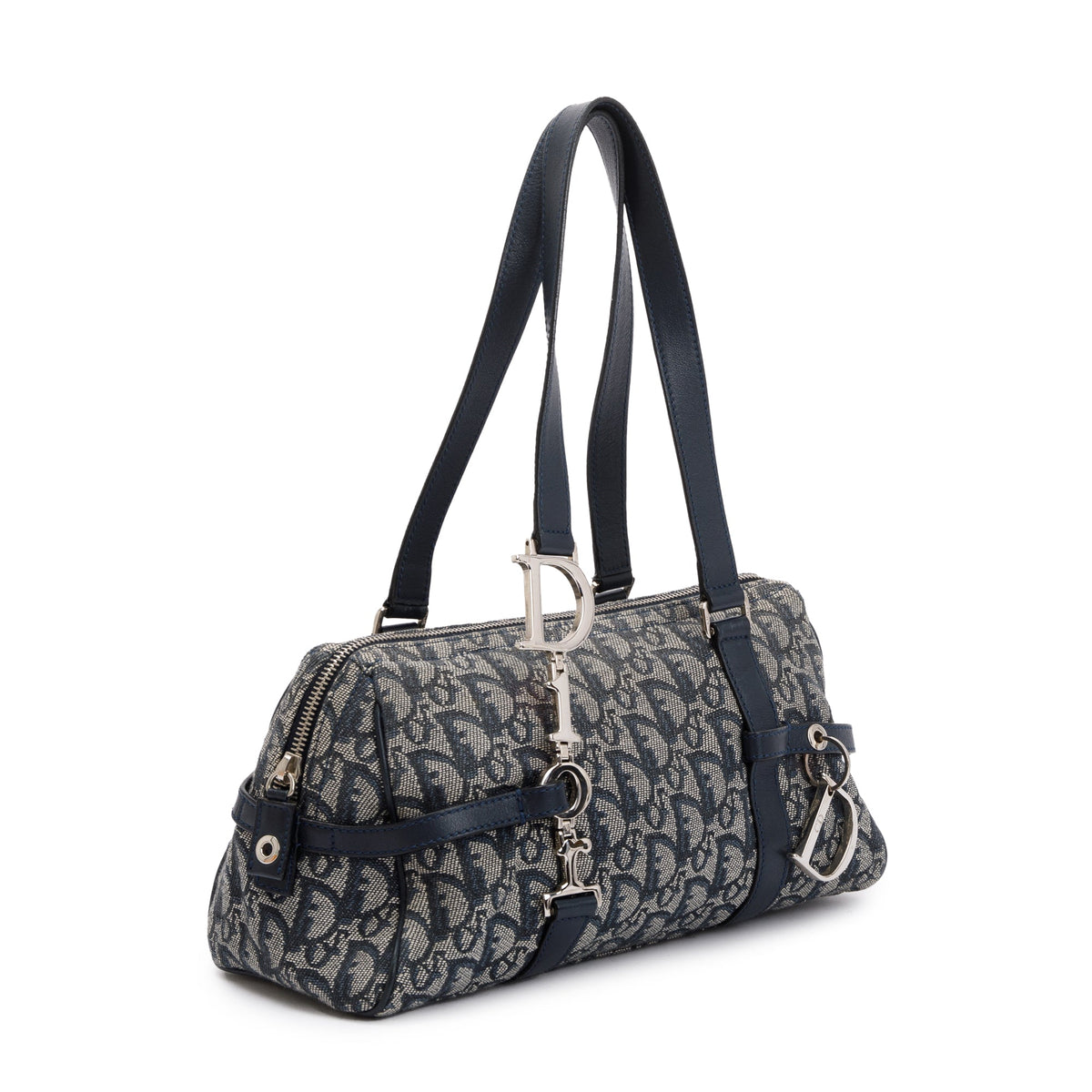 Christian Dior Navy Diorissimo Logo Charms Boston Bag Rovelle Bags