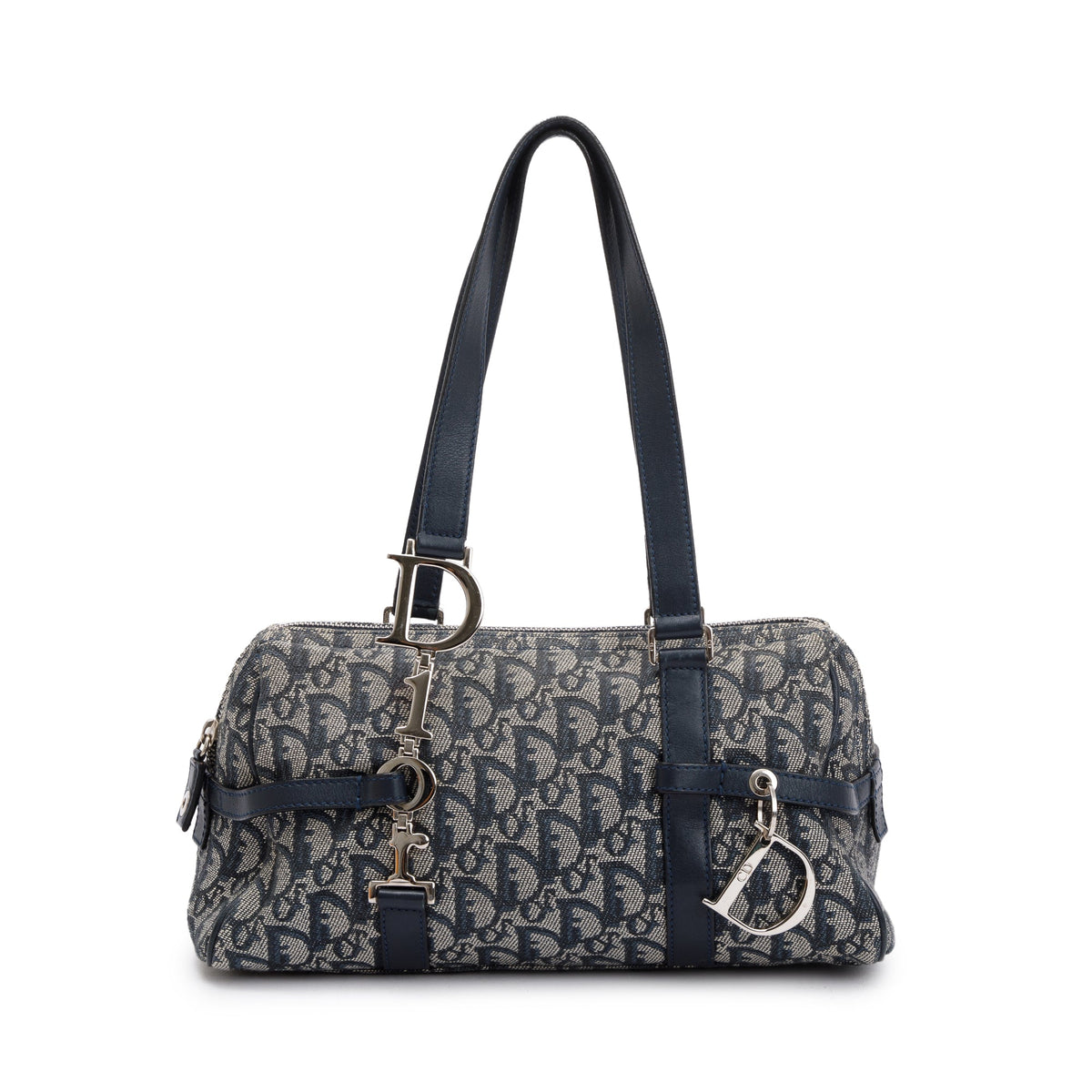 Christian Dior Navy Diorissimo Logo Charms Boston Bag Rovelle Bags