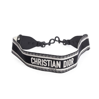 Christian Dior Navy/Beige Embroidered Woven Canvas Logo Shoulder Strap Rovelle Bags