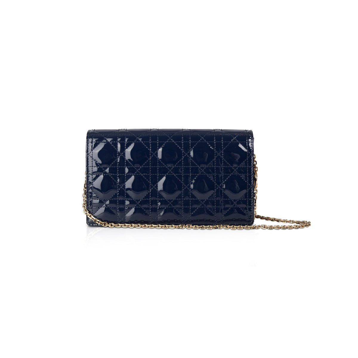 Christian Dior Patent Cannage Leather Lady Dior Chain Pouch Rovelle Bags