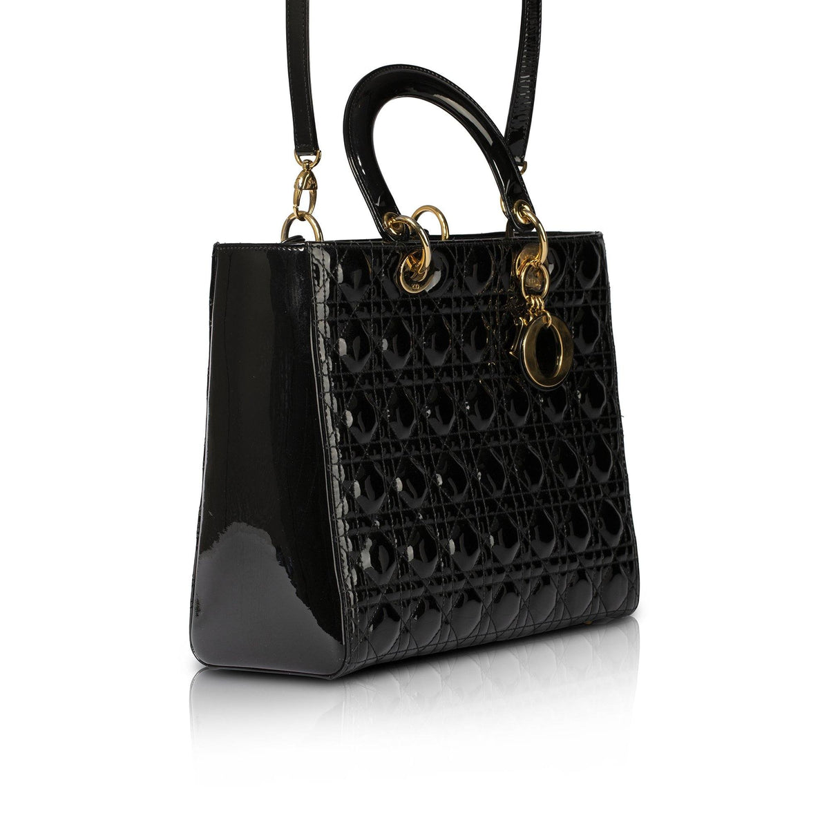 Christian Dior Patent Large Lady Dior Bag Rovelle Bags