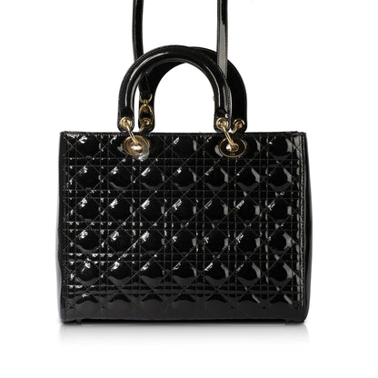Christian Dior Patent Large Lady Dior Bag Rovelle Bags