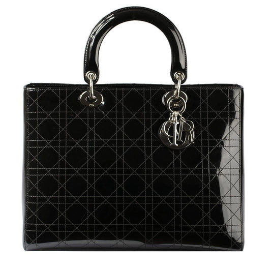 Christian Dior Patent Large Lady Dior Bag Rovelle Bags