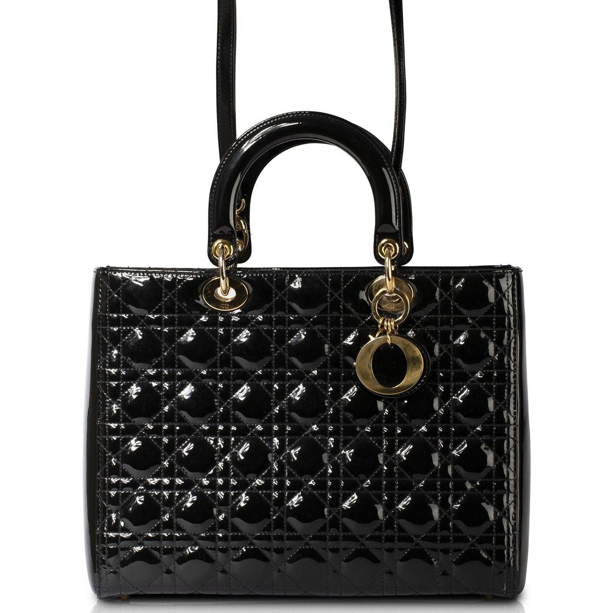 Christian Dior Patent Large Lady Dior Bag Rovelle Bags