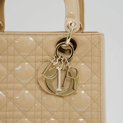 Christian Dior Patent Leather Medium Lady Dior Bag Rovelle Bags