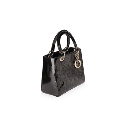 Christian Dior Patent Leather Medium Lady Dior Bag Rovelle Bags