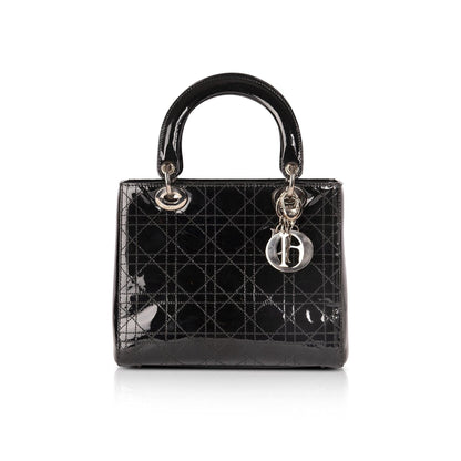 Christian Dior Patent Leather Medium Lady Dior Bag Rovelle Bags