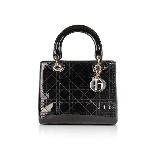 Christian Dior Patent Leather Medium Lady Dior Bag Rovelle Bags