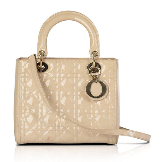 Christian Dior Patent Leather Medium Lady Dior Bag Rovelle Bags